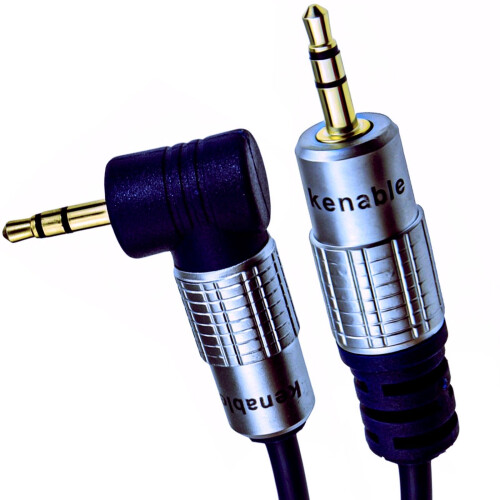 kenable PURE Right Angle 3.5mm Stereo Jack to Jack Cable Gold  2m
