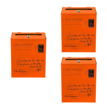 3Pièces Boîtes Aux Lettres Rétro À Fixer Murale Orange Durable