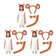 3Ensembles Costume Souris Café Ensemble Oreilles Queue Et Bandeau Cosplay