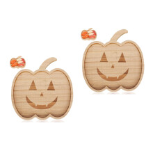 2Pièces Plateau Bois Kaki Pour Halloween