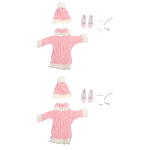 2Ensembles Vêtements D'hiver Rose Pour Robe Pull Cocon