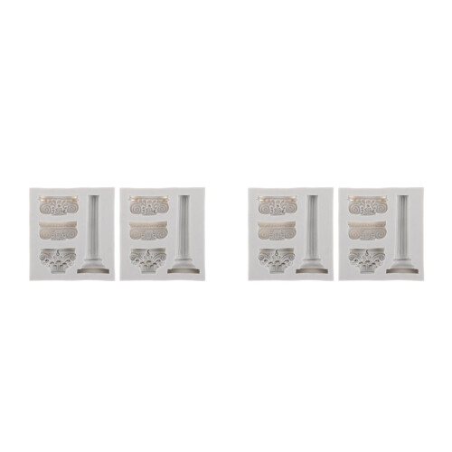 4Pièces Moule Silicone Colonne Gris Pour Décor Gâteau