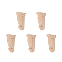 5Pièces Supports En Bois Sculpté Khaki Élégants Pour Étager