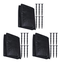 3Pièces Tissu De Jardin Noir Durable Pour Paillis