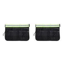2Pièces Ceinture Outil En Tissu Oxford Noir Avec Poches Multiples
