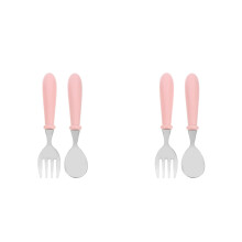 2Ensembles Kit Fourchette Bébé Acier Rose Portable