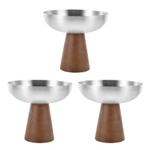 3Pièces Bols À Glace En Acier Bois Pour