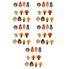 55Pièces Petits Arbres En Bois Colorés Pour Diorama Jardin Féerique