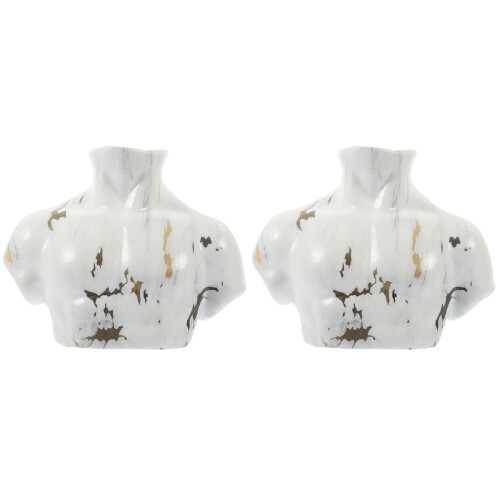 2Pcs Ceramic Lower Vase Light Grey Artistic Flower Display for Room 2