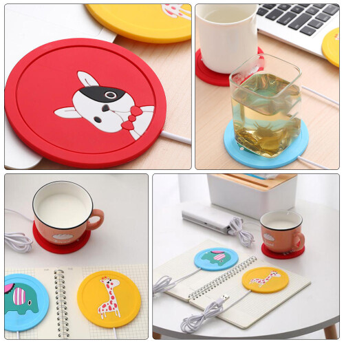 6Pcs USB Charging Silicone Coffee Cup Heating Coasters Assorted Colors 2