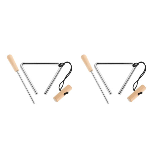 2Pièces Instrument Triangle Métallique Khaki Pour Et Orchestre
