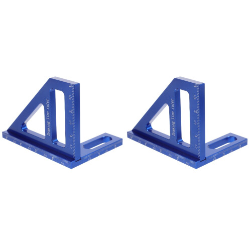2Pièces Outils De Mesure Angle 45/90 Bleu Aluminium Pour Menuiserie