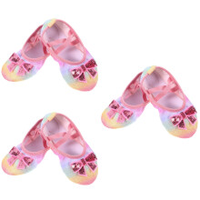 3Paires Chaussures De Ballet En Cuir Synthétique Respirant Multi