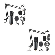 2Ensembles Microphone Condensateur USB Noir Pour Enregistrement Vocal