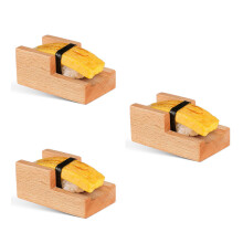 3Pièces Support À Sushi En Bois Kaki Pour Restaurant Style Japonais