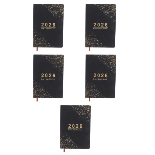 5Pièces Agenda Académique Noir Design Solide Pour Notes Et