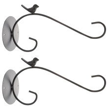 2Pcs Wall Mount Iron Plant Hangers Black Decorative Flowerpot Holders