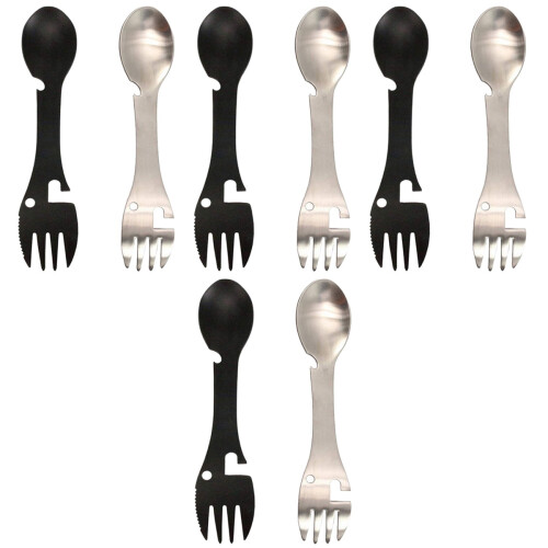 8Pcs Lightweight Outdoor Spork Fork Spoon Combo Assorted