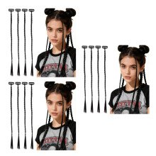 12Pièces Extension Queue Synthétique Tressée Noire Accessoire Femme