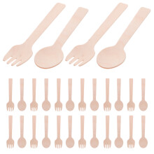 1Ensemble Couverts Dessert Bois Mini Cuillères Clair