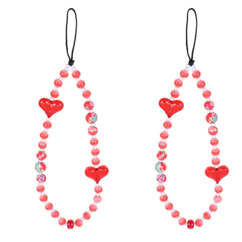 2Pcs Beaded Phone Lanyard Assorted Color Creative Wrist Strap Decor 3703416364632