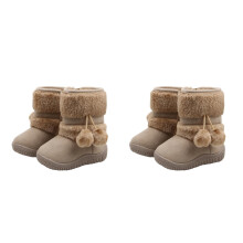 2Paires Chaussures Bébé Beige Douceur Hiver Bottes
