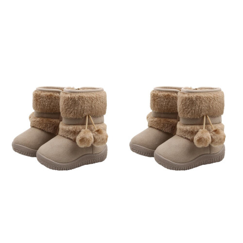 2Paires Chaussures Bébé Beige Douceur Hiver Bottes
