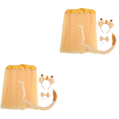 2Ensembles Costume Enfant Girafe Queue Oreilles Peluche Polyester
