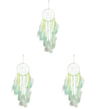 3Pcs Green Feather Dreamcatcher Wall Hanging Decor Handmade Night Lamp