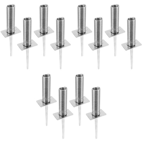 12Pcs High-Strength Soccer Pole Fixing Mount Spring-Based Stake Silver 2