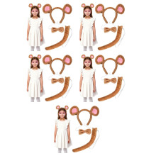 5Ensembles Kit Souris Cosplay En Tissu Café Oreilles Headband Et Queue