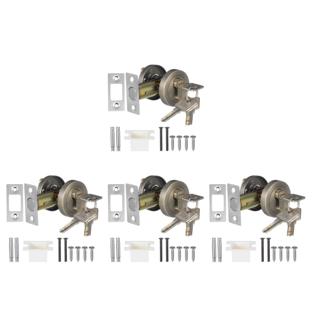 4Pcs Keyed Single Cylinder Deadbolt Locks Golden Zinc Alloy Door Locks 3703348631765