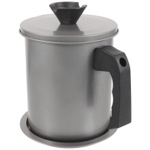 2Pcs 304 Stainless Steel Oil Strainer Grease Can with Lid Grey