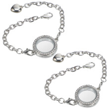 2Pcs Stylish Silver Alloy Bracelet Rhinestone Wrist Jewelry for Women