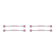 4Pièces Barbell Industriel Titane Rose Élégant Femme
