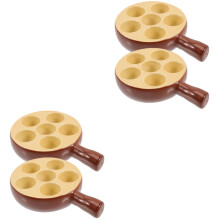 4Pièces Plats Escargot Céramique Marron Résistants Four Micro-Ondes