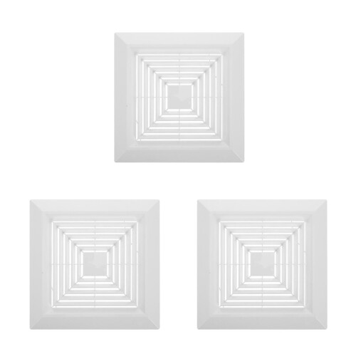 3Pcs Bathroom Vent Cover ABS White Square Fan Grill with Spring Panel