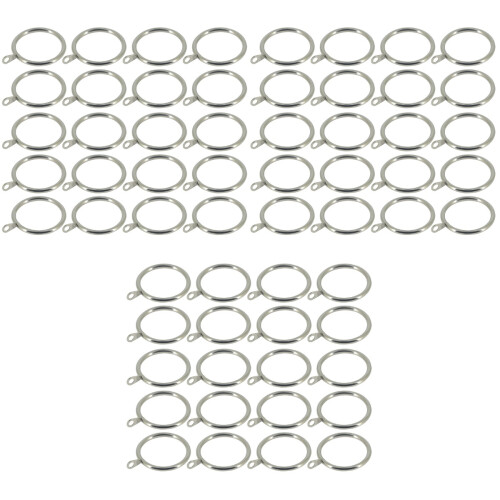 60Pcs Silver Curtain Rings Hook Easy Install Iron Hanging Rings