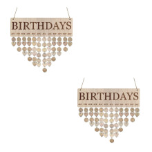 2Pcs Family Birthday Board Wooden Beige Calendar Wall Decoration