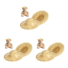 6Pcs Mini Straw Hat Brown Doll Costume Accessories Lightweight Decor