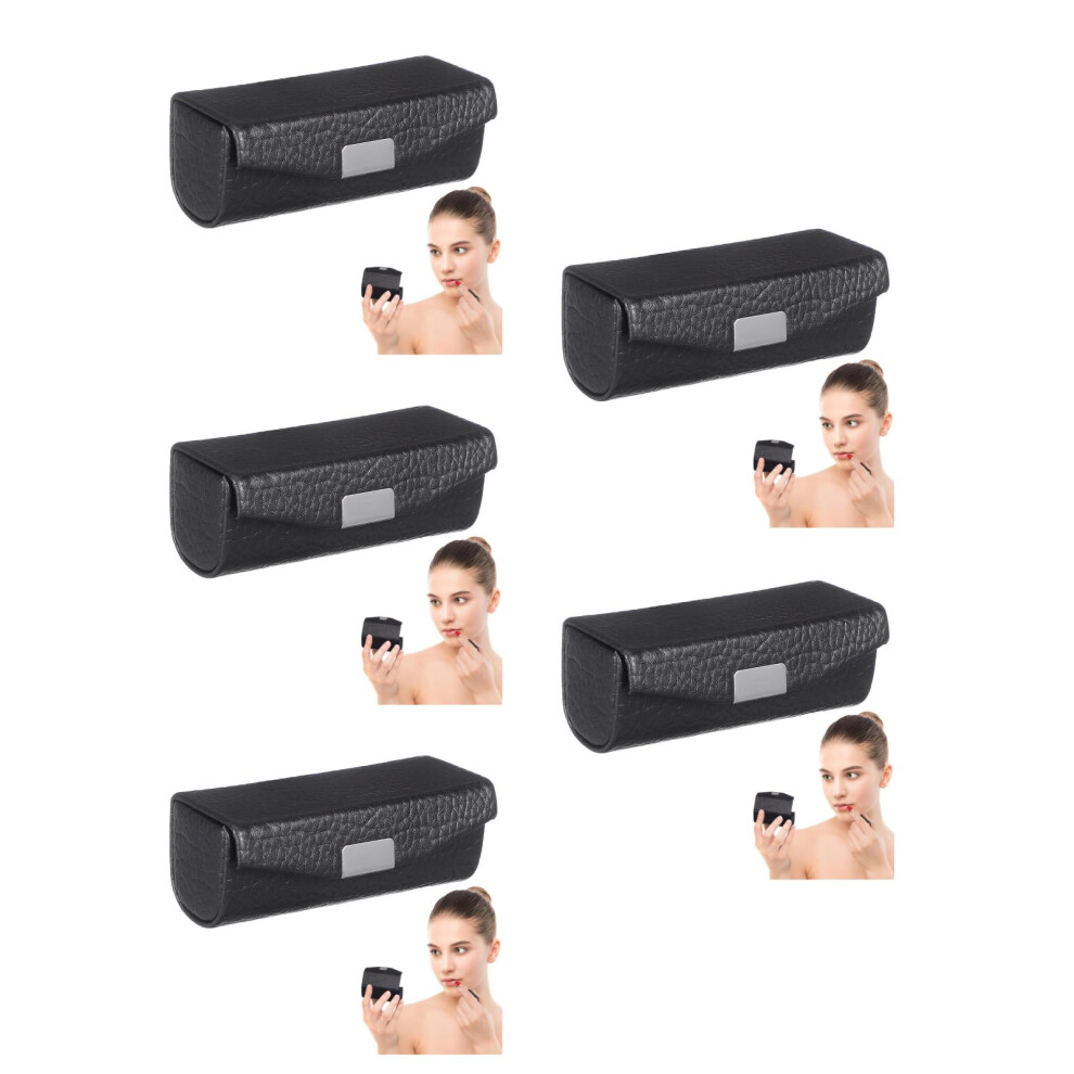 Inoomp 5Pcs Pu Lipstick Case With Mirror For Travel & Storage