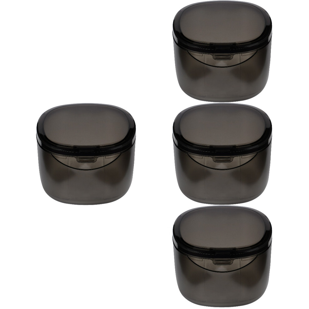 Inoomp 4Pcs Strong Grey Plastic Retainer And Denture Storage Case Portable