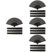 16Pièces Éventails En Bambou Noir Style Rétro Pour Salon
