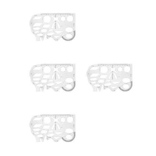 4Pièces Règles De Geométriques PVC Transparent Pour Étudiants
