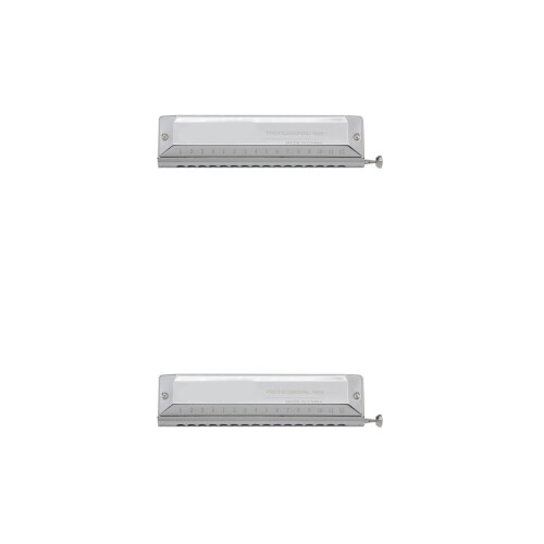 2Pcs Silver 16 Holes 64 Notes Harmonica for Music Lovers