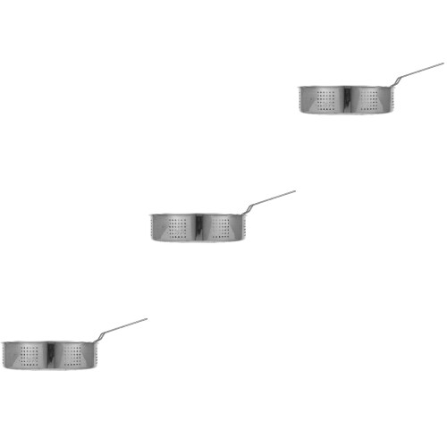 3Pcs Steamer Basket Insert Set Stainless Steel Foldable Handle Silver
