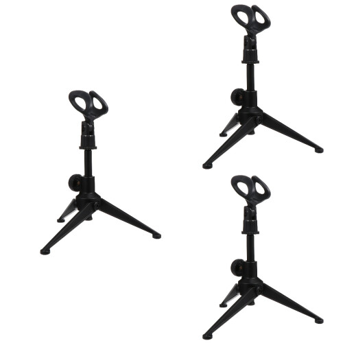 3Pcs Black Adjustable Mic Stand 360 Rotating Tripod Holder Stable