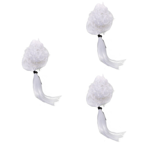3Pièces Perruques Bouclées Blanches Pour Performance Et Déguisement
