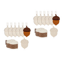 40Pcs Wooden Pine Cone Acorn Cutouts DIY Xmas Decor Light Yellow