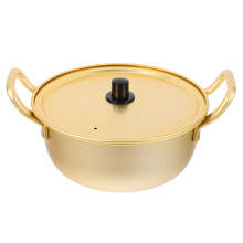 3Pcs Golden Aluminum Soup and Ramen Pot with Lid Small Cooking Pots